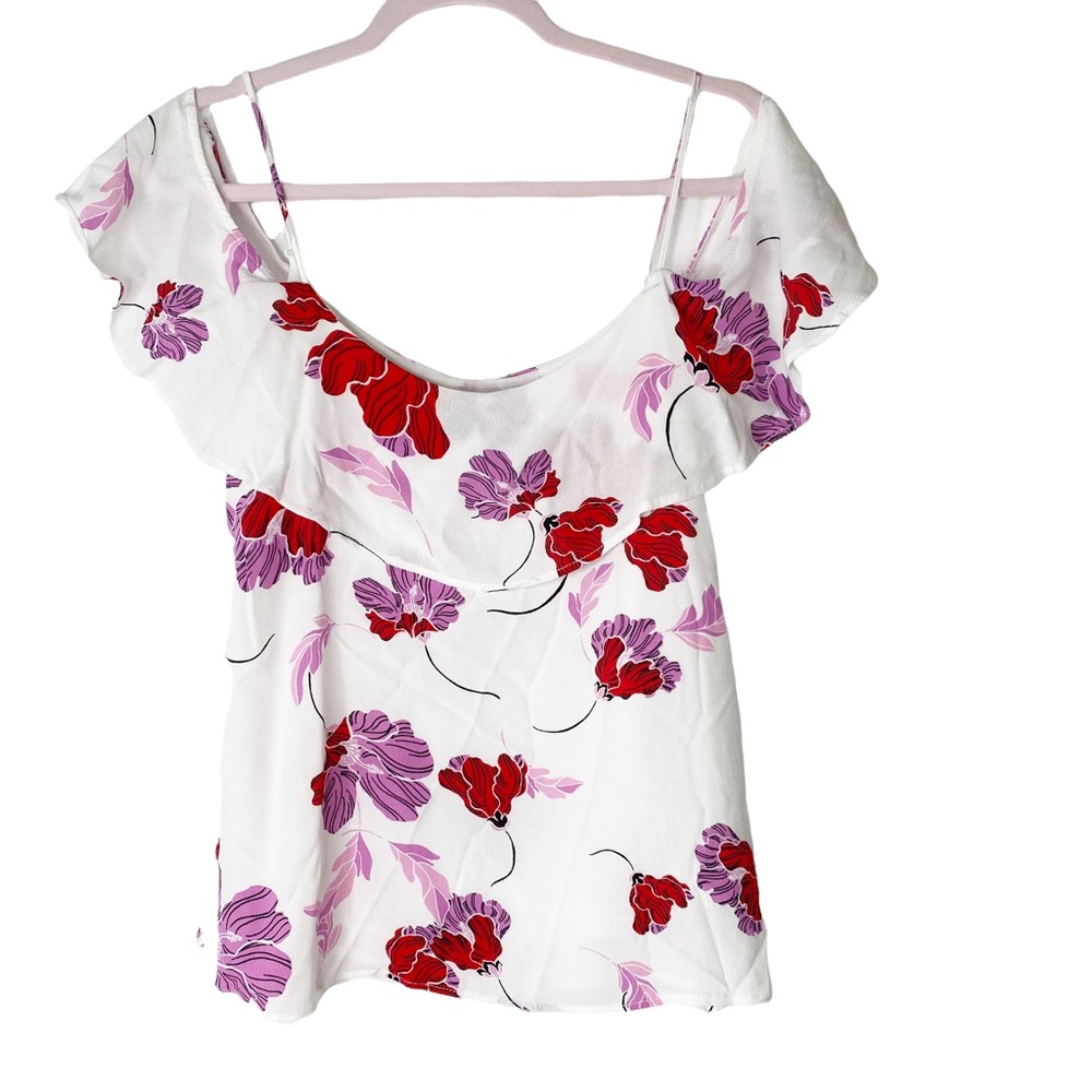 Bardot Floral Off Shoulder Cold Shoulder Floral Top Size 8 Medium - Picture 3 of 9